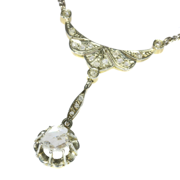 Art Deco gold diamond pendant with chain - anno 1920